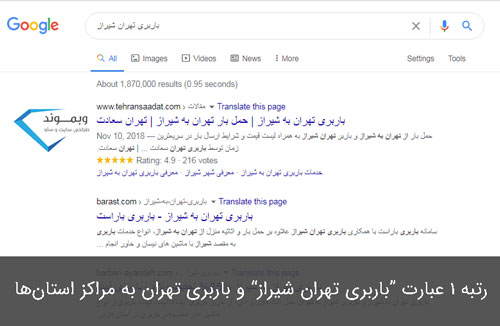 طراحی سایت باربری تهران شیراز